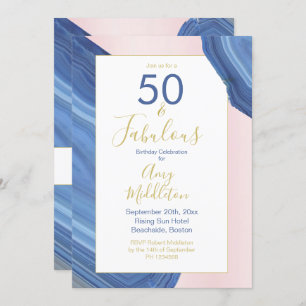 Invitation 50e anniversaire Blue Rose Agate Mineral Rock Mode