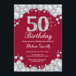Invitation 50e anniversaire Bourgogne Rouge et Diamant Argent<br><div class="desc">Invitation du 50e anniversaire. Diamant de strass rouge et argent de Bourgogne. Élégant invitation de Bassorh Anniversaire. Anniversaire adulte. Femmes Anniversaire. Hommes Anniversaire. Pour plus de personnalisation,  cliquez sur le bouton "Customiser" et utilisez notre outil de conception pour modifier ce modèle.</div>
