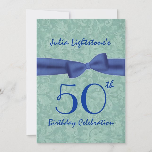 Invitation 50e anniversaire Bow vert et bleu W1469 (Devant)