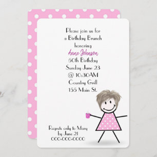 Invitation 50e anniversaire Brunch Stick Girl