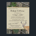 Invitation 50e anniversaire Buck avec Camo de chasse<br><div class="desc">Le camouflage de Hunter et l'invitation à la fête du cinquantième anniversaire de cerf. Buck and doe avec une nature propre arbre et feuille camouflage et le charme du pays de burlap,  personnalisez le texte pour toute occasion.</div>