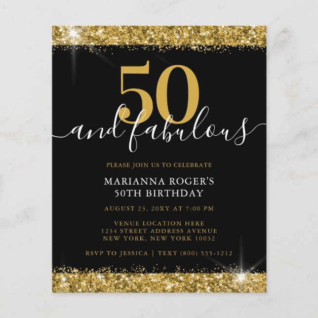 Invitation 50e anniversaire Budget Black Gold Spar (Devant)