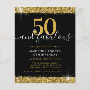 Invitation 50e anniversaire Budget Black Gold Spar