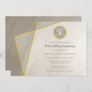 Invitation 50e anniversaire cadre antique gris or gris