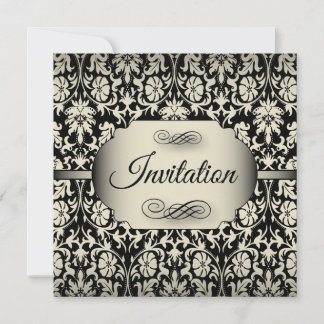 Invitation 50e anniversaire| Champagne et Damas noir