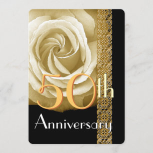 Invitation 50e Anniversaire CHAMPAGNE Rose V01A