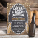 Invitation 50e anniversaire Cheers & Beers Rustic Chalkboard<br><div class="desc">Cheers & Beers Rustic Chalkboard 50th Birthday Invitations.</div>