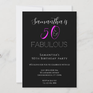 Invitation 50e anniversaire Chic Hot Pink Black Party