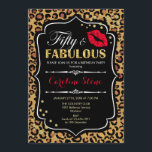 Invitation 50e anniversaire - Cinquante fabuleux Empreinte de<br><div class="desc">Invitation du 50e anniversaire. Elégant design noir blanc avec parties scintillant en or. Comprend un baiser de lèvres rouges,  empreinte de léopard,  confetti et police de script. Parfait pour une soirée d'anniversaire élégante. Cinquante Fabuleux ! Message-moi si vous avez besoin d'une personnalisation plus poussée.</div>