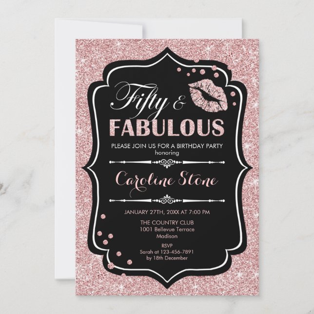 Invitation 50e anniversaire - Cinquante fabuleux Rose Gold No (Devant)