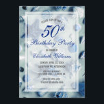 Invitation 50e anniversaire Coquillages côtiers Bleu<br><div class="desc">Invitation les invités de votre 50e anniversaire avec style avec cette invitation de fête d'anniversaire inspirée de la côte. Ce modèle de design présente un motif arrière - plan de coquillages blancs et bleus. Atop est une superposition blanche opaque avec les détails de votre parti à personnaliser. Le dos de...</div>