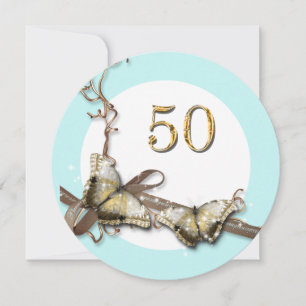 Invitation 50e anniversaire de femme  Papillons de campagne