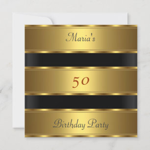 Invitation 50e anniversaire de fête Gold Black