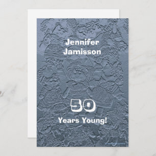 Invitation 50e anniversaire de fête Rag Dolls Argent bleu