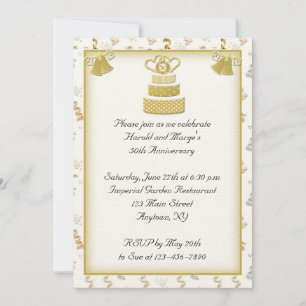 Invitation 50e anniversaire de Gold Cake