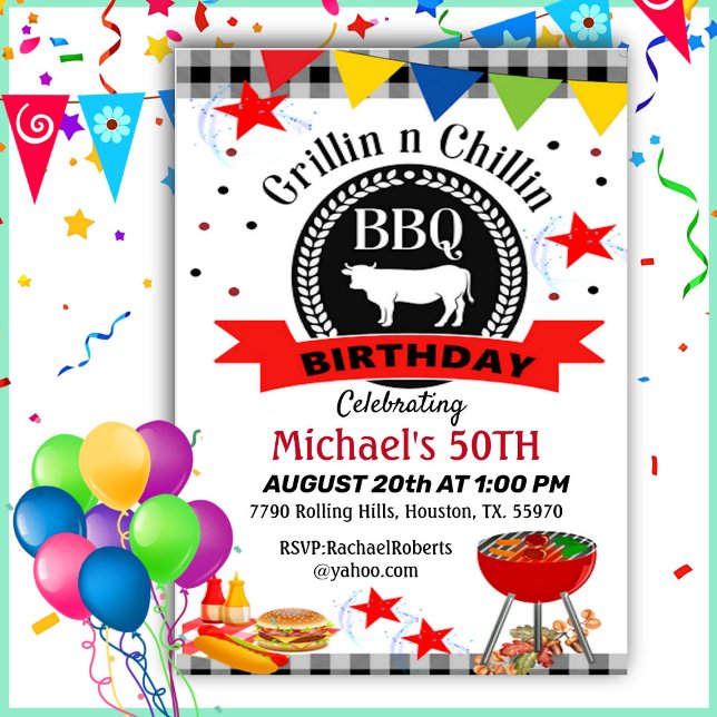 Invitation 50e Anniversaire De Grillin Et De Chillin (Créateur téléchargé)