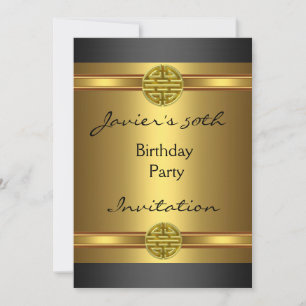 Invitation 50e anniversaire de la fête Black Gold Mens