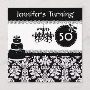 Invitation 50e anniversaire de la fête BLEING Élégante DAMASK
