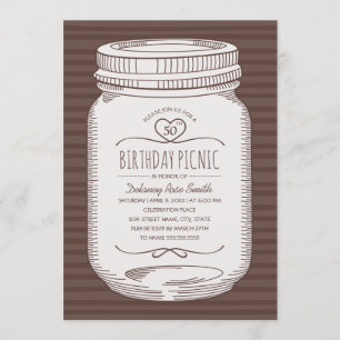 Invitation 50e Anniversaire de la fête de pique-nique Rustic 