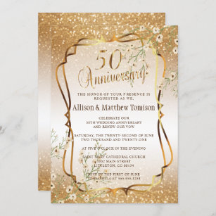 Invitations Faire Part Cartes Anniversaire Mariage 50 Ans Zazzle