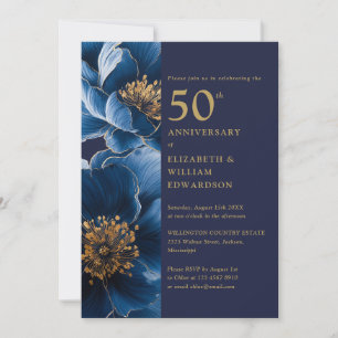 Invitation 50e anniversaire de la Marine bleu et or