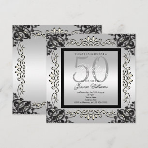 Invitation 50e anniversaire de l'élégante Silver & Black Wome