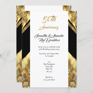 Invitation 50e anniversaire de l'or de luxe et du noir