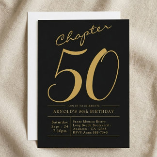 Invitation 50e anniversaire de mari 50 ans fête noir or