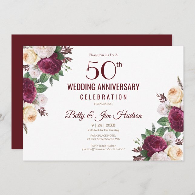 Invitation 50e anniversaire de mariage (Devant / Derrière)