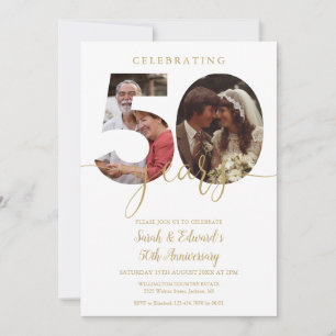 Invitation 50e anniversaire de mariage 2 Photo Or
