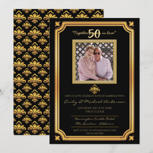 Invitation 50e anniversaire de mariage - AJOUTER PHOTO Invita (Devant / Derrière)