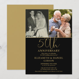 Invitation 50e anniversaire de mariage alors et maintenant 2