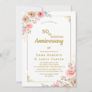 Invitation 50e anniversaire de mariage aquarelle f