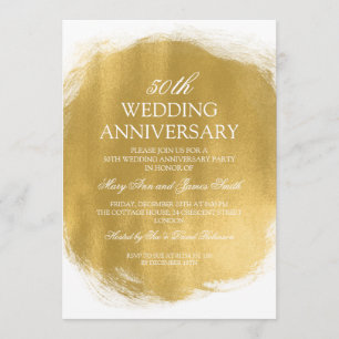 Invitation 50e Anniversaire de Mariage Aspect Peinture Dorée