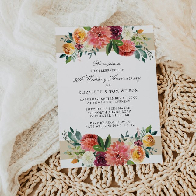Invitation 50e anniversaire de mariage Automne Floral (Créateur téléchargé)