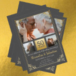 Invitation 50e anniversaire de Mariage avec cadre personnalis<br><div class="desc">50ème anniversaire de Mariage Avec cadre Carte à plat Gris et Or Personnalisé Photo de Ricaso ...  idéal pour les anniversaires</div>