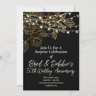Invitation 50e anniversaire de Mariage Black Gold Minimal mod