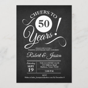 Invitation 50e anniversaire de Mariage - blanc de tableau noi