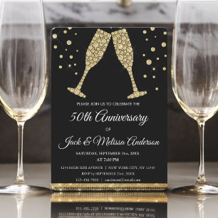 Invitation 50e anniversaire de Mariage Champagne Glasses