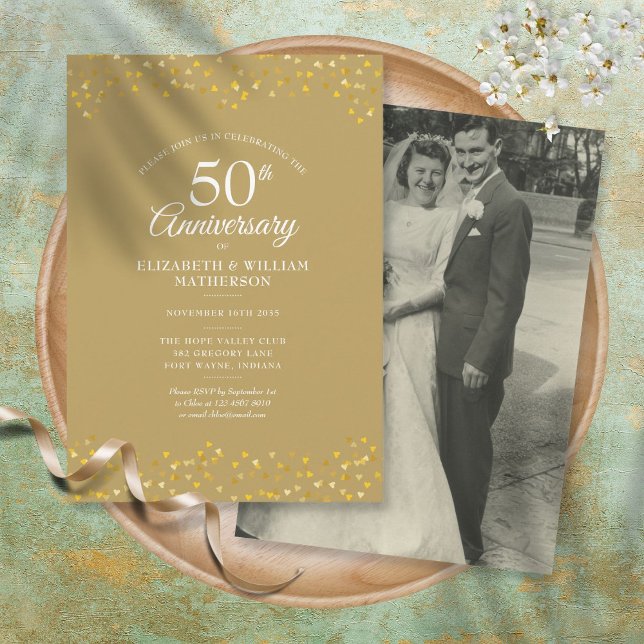 Invitation 50e anniversaire de mariage Chic Confetti Photo en (Créateur téléchargé)