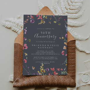 Invitation 50e anniversaire de Mariage classique bleu sauvage