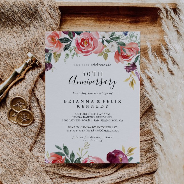 Invitation 50e anniversaire de mariage couleur tropicale esti (Créateur téléchargé)