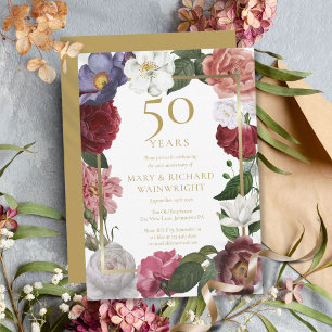 Invitation 50e anniversaire de mariage Country Roses