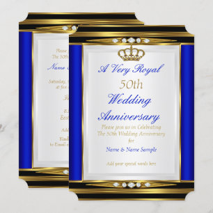 Invitation 50e Anniversaire de Mariage Couronne Royale Bleu O