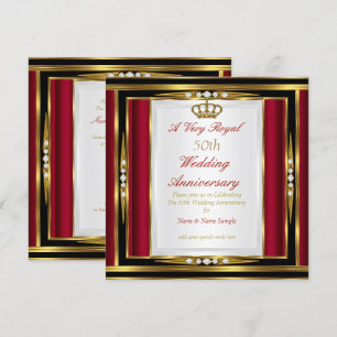 Invitation 50e Anniversaire de Mariage Couronne Royale Rouge 