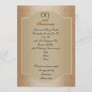 Invitation 50e anniversaire de mariage damassé or