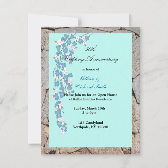 Invitation 50e anniversaire de mariage de fleurs (Devant)