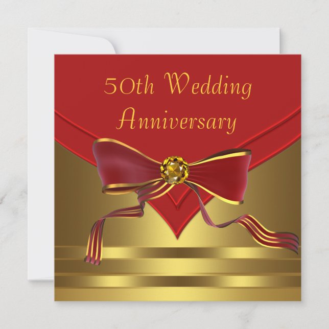 Invitation 50e anniversaire de Mariage d'or rouge (Devant)