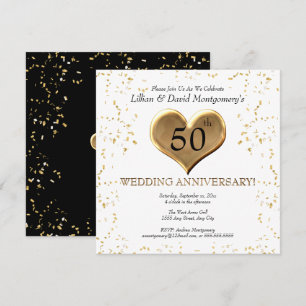 Invitation 50e anniversaire de mariage, Doré, Noms des couple