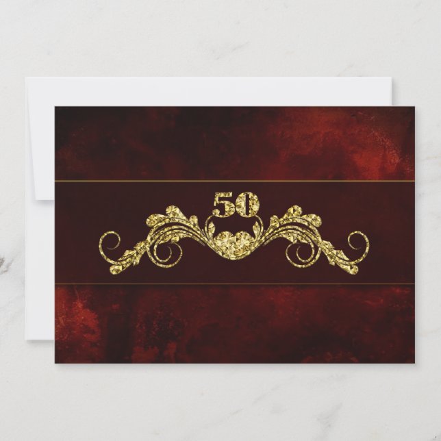 Invitation 50e anniversaire de mariage - Élégance en or (Devant)